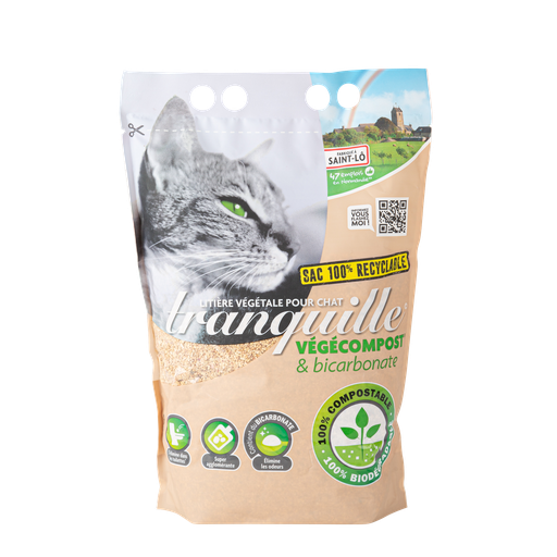 [3760060014689] TRANQUILLE Litière végétale végécompost & bicarbonate 4 L