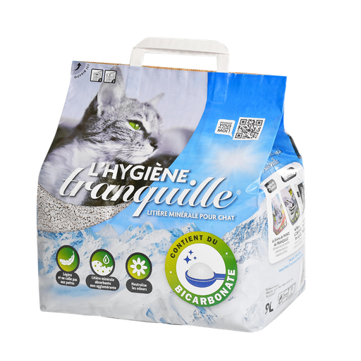 [3760060015778] TRANQUILLE Litière hygiène minérale et bicarbonate 9 L