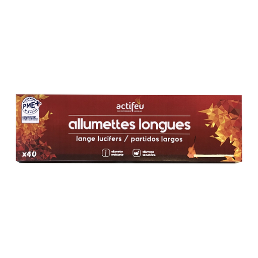 [3760061210912] ACTIFEU Fósforos Longos X40 (Churrasqueira, Lareira, Salamandra) caixa de 40