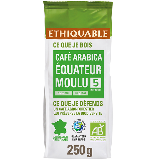 [3760091720016] ETHIQUABLE Café moulu Bio pure origine Équateur N°5 250 g