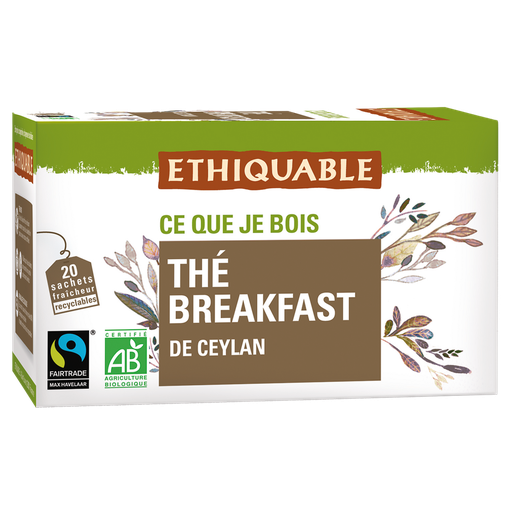 [3760091720108] ETHIQUABLE Thé noir Breakfast de Ceylan Bio 36 g
