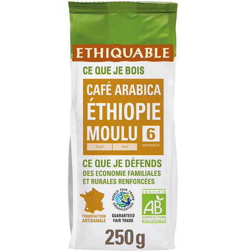 [3760091725776] ETHIQUABLE Café Moulu Pur Arabica Moka Ethiopie Bio 250 g
