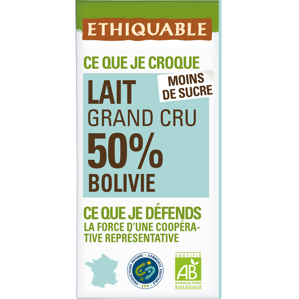 ETHIQUABLE Organic Milk Chocolate Bar Madagascar and Bolivia 100 g