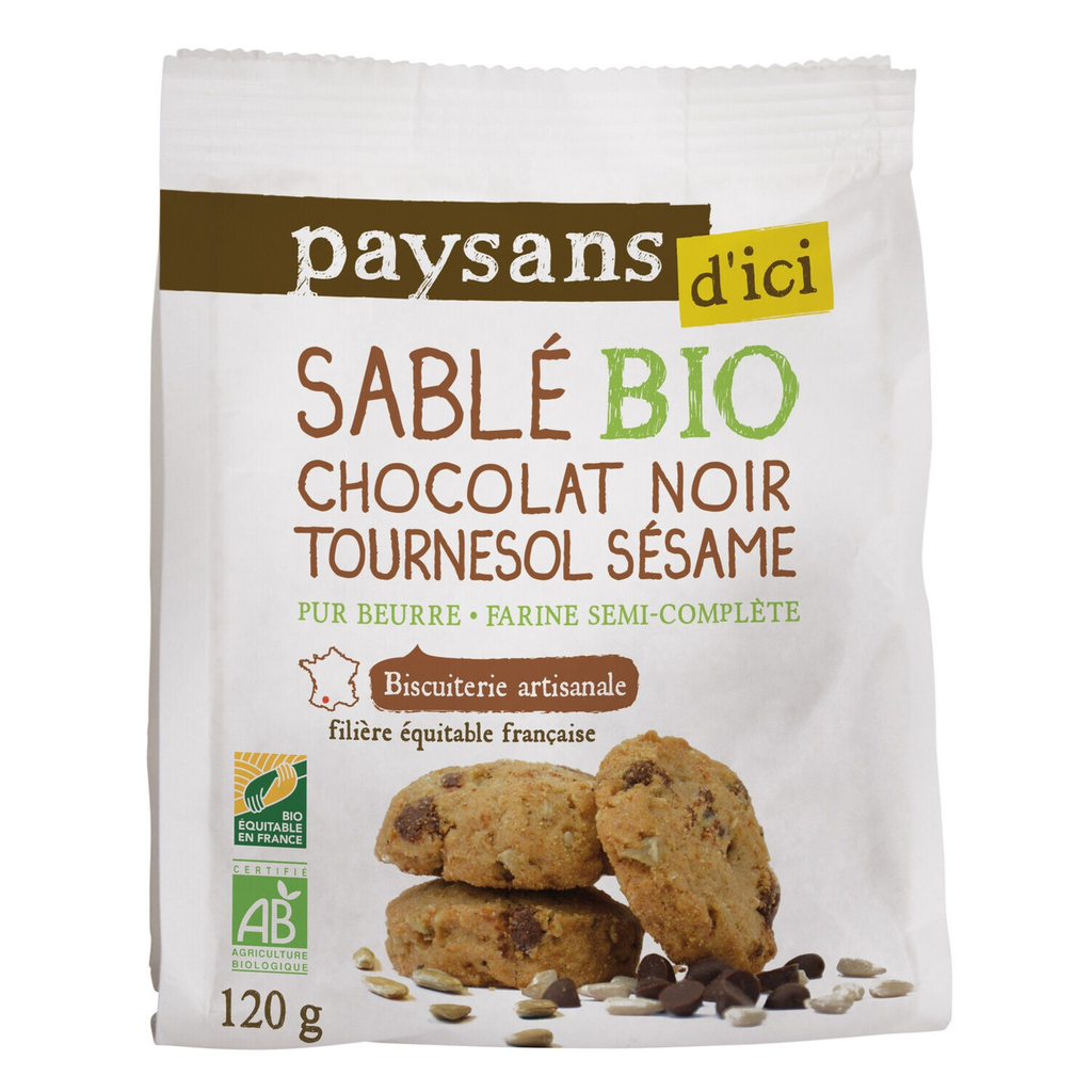PAYSANS D'ICI Bolachas amanteigadas chocolate girassol Bio 120 g