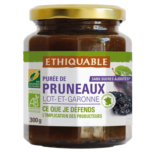 [3760091727404] ETHIQUABLE Purée de pruneaux sans sucres ajoutés France BIO 300 g