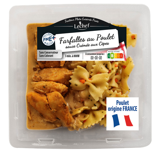 [3760094444087] LECHEF Chicken Farfalle with Creamy Porcini Sauce 300 g