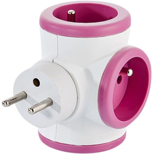 [3760110684213] WATT&CO Rotating Power Strip 3X16A White and Pink