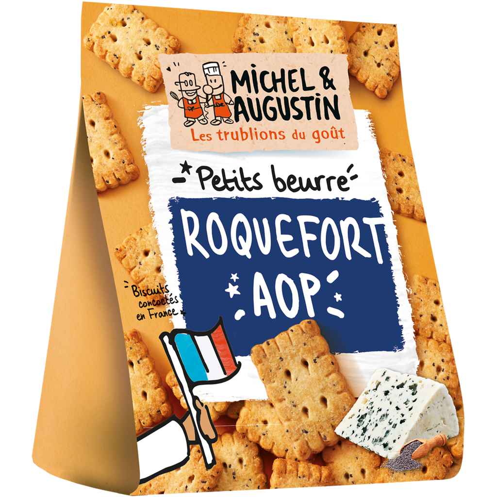 MICHEL ET AUGUSTIN Petits beurres apéritif roquefort et graines de pavot bleu 100 g