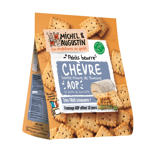 [3760122968837] MICHEL ET AUGUSTIN Petits beurres salés apéritif chèvre Ste Maure de Touraine et Sarriette AOP 100 g
