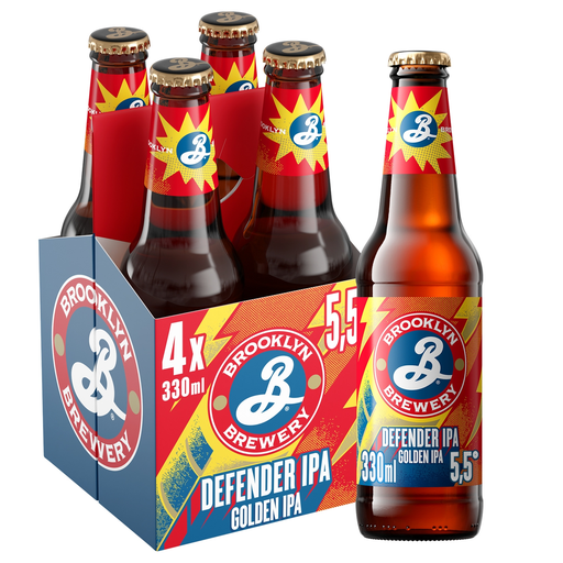 [3760135621101] BROOKLYN Cerveja loira Defender IPA 5.5% 4 x 33 cl