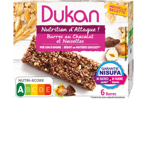 [3760151011146] DUKAN Barras de Farelo de Aveia Chocolate Avelã 6 x 25 g