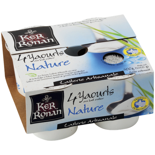 [3760176400017] KER RONAN Whole Milk Natural Yogurt 4 pots of 125 g