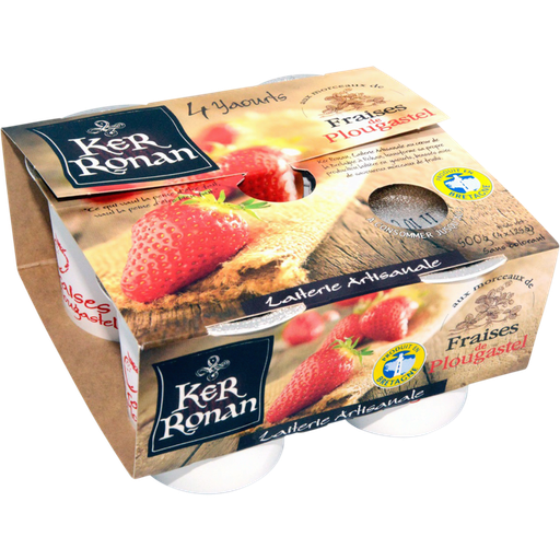 [3760176400154] KER RONAN Strawberry stirred yogurt from Plougastel 4 pots of 125 g