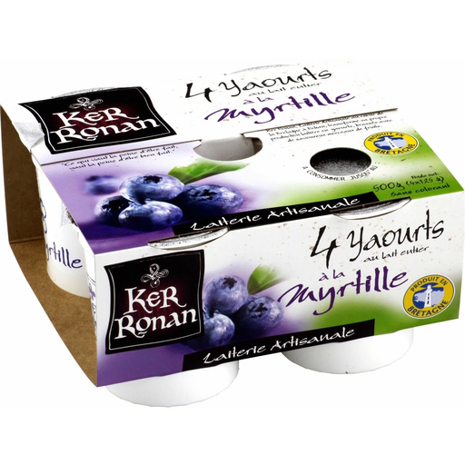 [3760176400178] KER RONAN Stirred blueberry yogurt 4 pots of 125 g