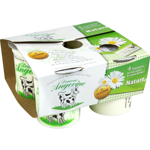 [3760182700002] DOUCEUR ANGEVINE Natural Yogurt 4 pots of 125g