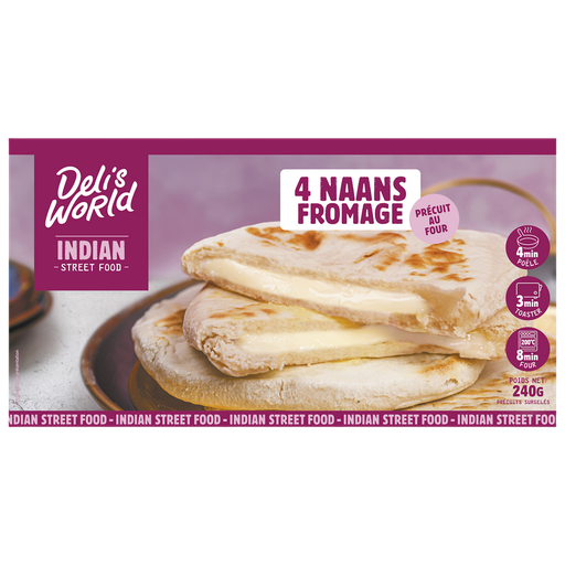 [3760184010642] DELI'S Naan au fromage 4 pièces 240 g