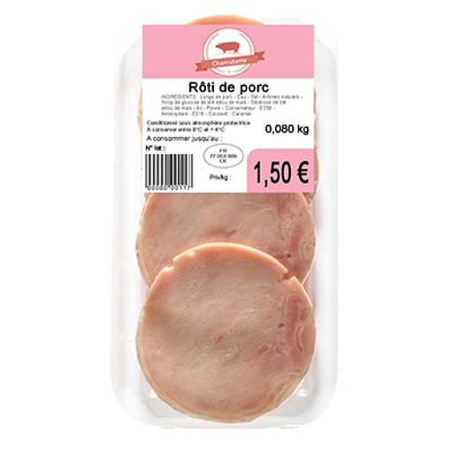 [3760187534442] FRAIS DEVAN Rôti de Porc 3 tranches 80 g
