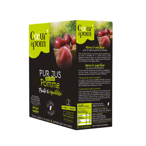 [3760195900109] COEUR DE POM Sumo de Maçã Puro Multivarietal 3 L