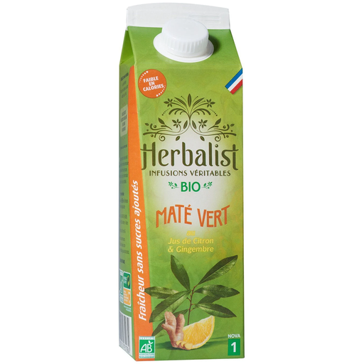 [3760214931084] HERBALIST Boisson bio Maté Vert Citron Gingembre 1 L