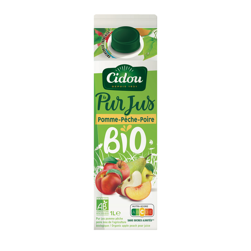 CIDOU Organic Apple Pear Peach Pure Juice 1.0 L