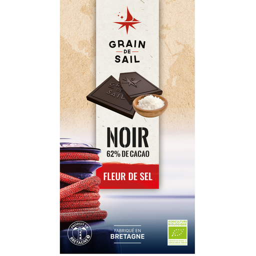 [3760226260509] GRAIN DE SAIL Organic dark chocolate bar with fleur de sel 62% cocoa 100 g