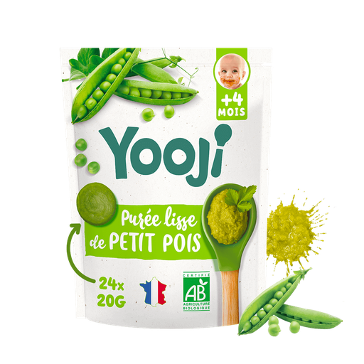 [3760234500178] YOOJI Repas bébé purée lisse petit pois Bio 24 galets de 20g