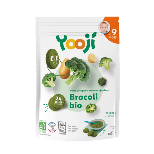 [3760234501120] YOOJI Puré suave bio brócoli con trozos desde 9 meses 480 g