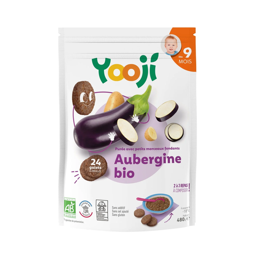 [3760234501137] YOOJI Puré suave bio de berenjenas con trozos 480 g