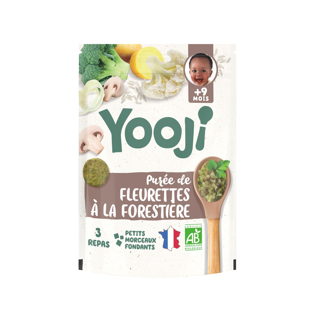 YOOJI Plats bébé bio dès 9 mois, fleurettes forestière 480 g