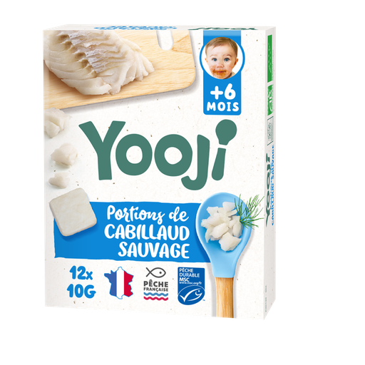[3760234509010] YOOJI Baby food cooked cod MSC 12 portions of 10 g