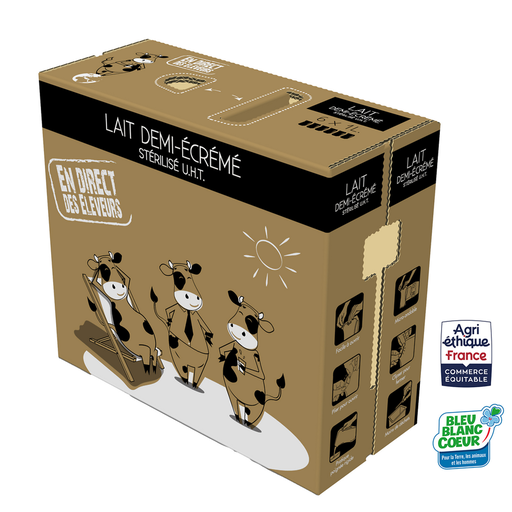 [3760261010107] EN DIRECT DES ELEVEURS Lait 1/2 écrémé Bleu Blanc Cœur Bretagne, 6x1L