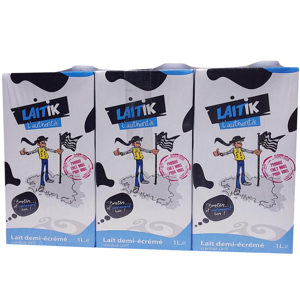 SICA UHT Semi-Skimmed Milk, LAITIK, 6 bricks with cap 1 L