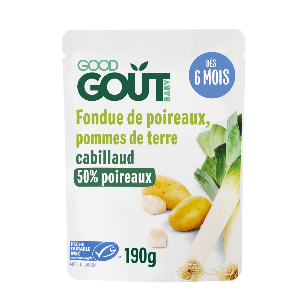 GOOD GOUT Refeição de Bebé Fondue de Alho-Francês e Bacalhau 190 g