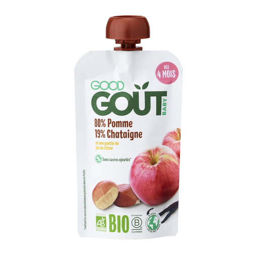 [3760269310124] GOOD GOUT Compote bébé bio Pomme Châtaigne 120 g