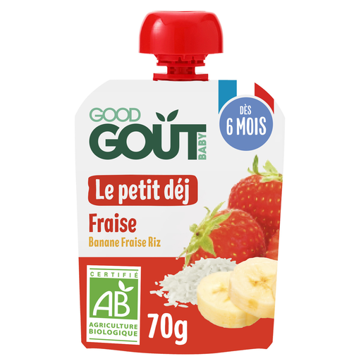 [3760269310186] GOOD GOUT Compote à Boire Bébé Fraise le Petit Déj Bio 70 g