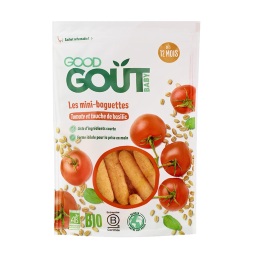 [3760269310216] GOOD GOUT Mini-baguettes à la tomate bio et basilic 70 g