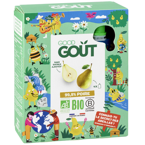 [3760269310308] GOOD GOUT Gourde poire Williams sans sucres ajoutés Bio 360 g