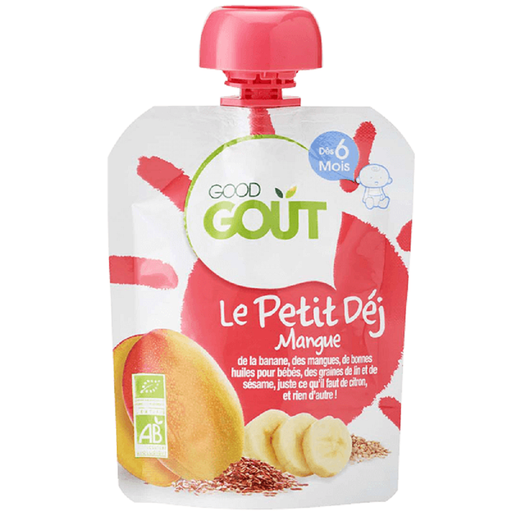 [3760269310735] GOOD GOUT Compote bébé Petit Déjeuner Mangue Bio 70 g