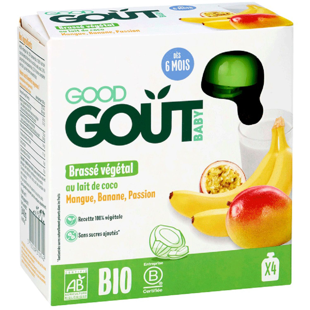 GOOD GOUT Sobremesa vegetal leite de coco manga banana paixão 4x85g