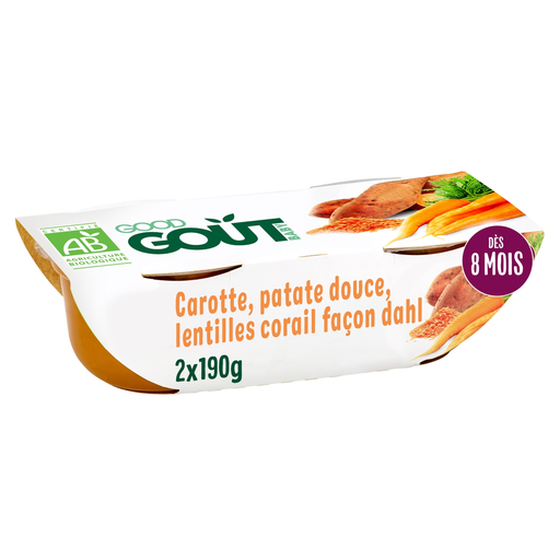 [3760269312692] GOOD GOUT Carrot sweet potato and red lentil dahl bowl organic from 8 months 2 x 190 g