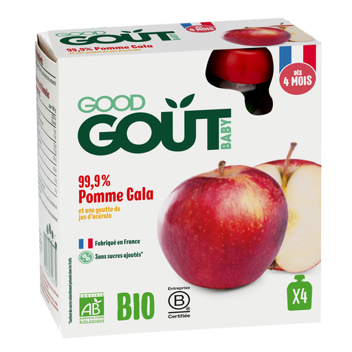 [3760269312739] GOOD GOUT Puré de Fruta para Bebé Maçã Gala BIO 4x85g