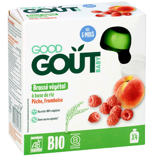 [3760269312784] GOOD GOUT Baby Rice Peach Raspberry Organic 4 x 85 g