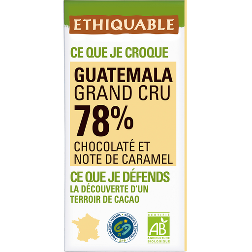 [3760278861723] ETHIQUABLE Organic Dark Chocolate Bar 78% Cocoa Guatemala Alta Verapaz 100 g