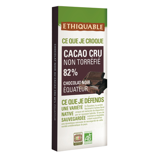 [3760278863826] ETHIQUABLE Dark chocolate 82% cocoa Ecuador 80 g