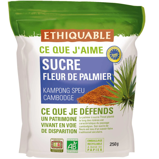 [3760278864854] ETHIQUABLE Açúcar de flor de palma Camboja Bio 250 g