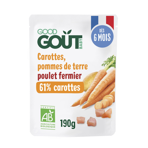 [3770002327012] GOOD GOUT Refeição Bebé Cenouras Frango Bio 190 g