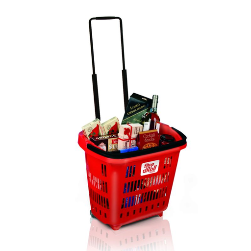 [3833316417005] ARAVEN Rolling Basket Red 34 L - Pack of 10