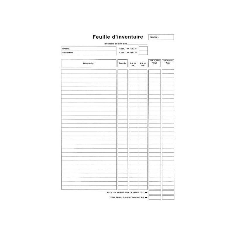 1ER PRIX 1000 Sheets Inventory A4