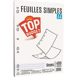 [3999991014417] TOP BUDGET Feuilles mobiles perforées 21x29.7cm 200