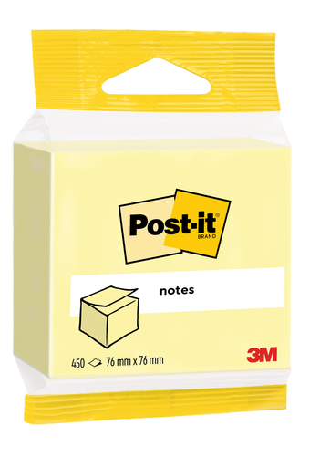 [4001895252242] POST Post-it Cube eco pastel yellow 450 sheets 76 x 76mm